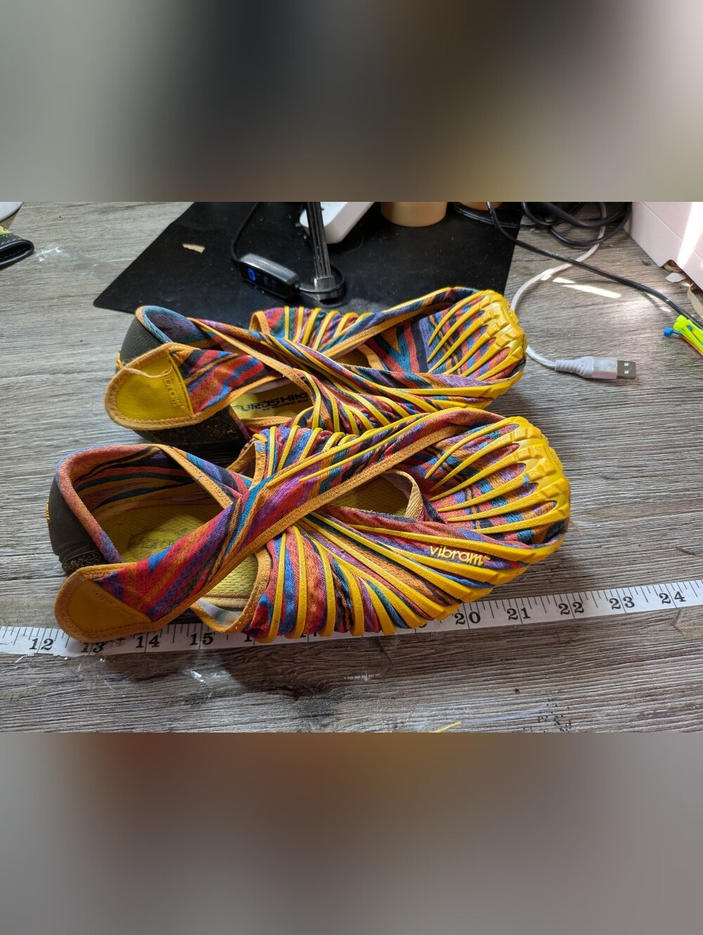 Vibram Furoshiki wrapping shoes  vibrant multicolored tie-dye pattern